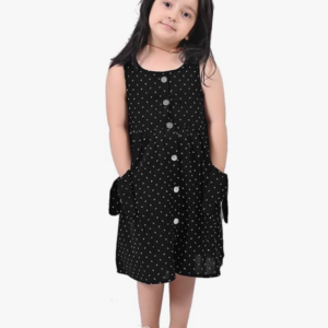 Girls Embroidery Cotton Long Sleeve Flower Dresses LH5460 for 1-8 Years (Black)