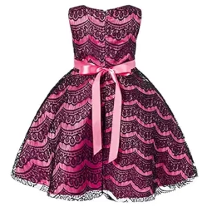 Flower Girl Dress Lace Wedding Bridesmaid Birthday Pageant 4-5 Years pink