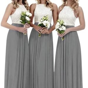 Lace Bridesmaid Dress Long A-Line Evening Party Gown for Womens