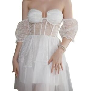 Sexy White Flowy Off-Shoulder Backless Princess Mini Bridesmaid Party Dress for Women