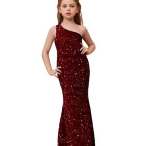 Glitter Sequins Long Sleeves Flower Girls Dresses for Wedding Tulle Birthday Party Christmas Dress for Girl, Solid Work Dress for Girls