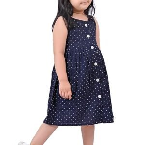 Girls Embroidery Cotton Long Sleeve Flower Dresses LH5460 for 1-8 Years (Navy Blue)