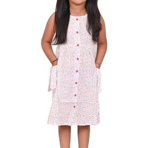 Girls Embroidery Cotton Long Sleeve Flower Dresses LH5460 for 1-8 Years (White Pink)