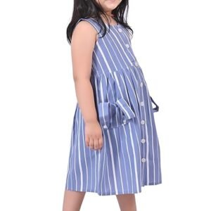 Girls Embroidery Cotton Long Sleeve Flower Dresses LH5460 for 1-8 Years (Light Blue)