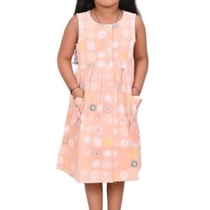 Girls Embroidery Cotton Long Sleeve Flower Dresses LH5460 for 1-8 Years (Orange Pink)
