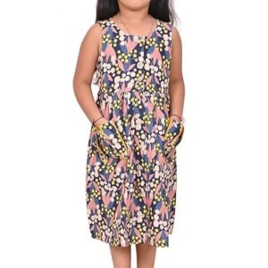 Girls Embroidery Cotton Long Sleeve Flower Dresses LH5460 for 1-8 Years (Multicolour Yellow)