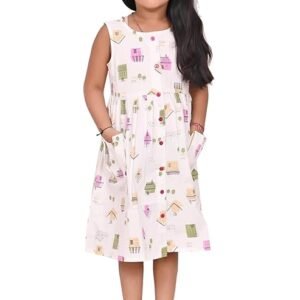 Girls Embroidery Cotton Long Sleeve Flower Dresses LH5460 for 1-8 Years (Multicolour White)