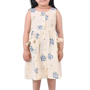Girls Embroidery Cotton Long Sleeve Flower Dresses LH5460 for 1-8 Years (Yellow Flower)