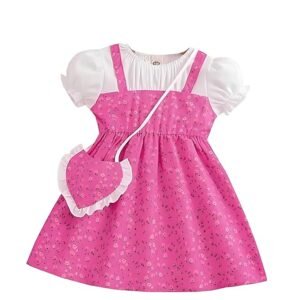 Short Sleeve All Over Flower Printed Square Neck Baby Girl Frock with Knee-Length and A-Line Style (Rani)