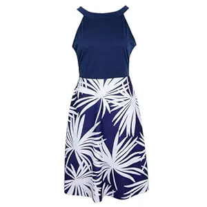 Women's Floral Sleeveless Off-Shoulder Party Prom Swing Dress Blue White M | Dresses | Womens Clothing