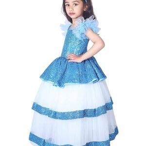 Baby-Girls Kids Fancy Prom Dress Princess Gown Birthday Dresses 10-11Years (Blue)