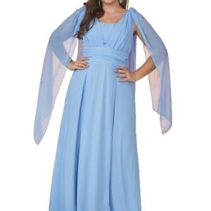 Women's Sexy Blue Flowy Ruffle Sleeveless Plus-Size Prom Gown Casual Party Midi Dress