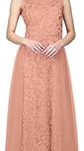 Women's Net Fit and Flare Maxi Dress(Orange)