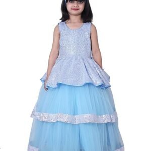 Baby-Girls Kids Blue Sequin Fancy Prom Dress