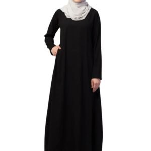 Women's Inner Abaya Dress With Side Pocket Made with Nida Matte Fabric(Black)