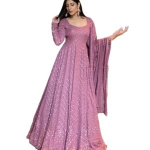 Omkar Textile's Light Purple Gown with Dupatta Set for wedding