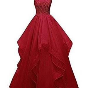 Net Wedding Maxi Dress for Women (Red)