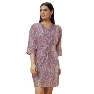 Women's Polyester Sheath Knee-Length Dress（Pink）