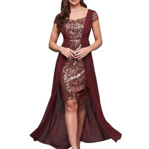 Women's Embellished Fit & Flare Maxi Dress (Wine)