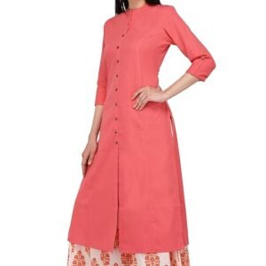 Women's Cotton Solid Readymade Salwar Suit Set（Peach）