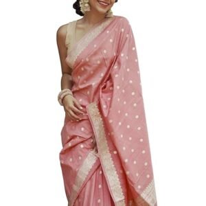 Women's Lavander Banarasi Kanchipuram Art Silk Saree for Women – Traditional Wedding & Party Saree with Blouse Piece – Ethnic Indian Silk Saree for Bridal, Festive (Peach)