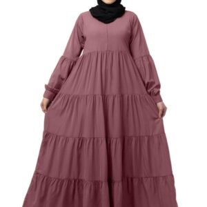 Umbrella Abaya with Elasticated Cuffs Made in Nida Matte Fabric - Simple Umbrella style Burqa( Puce Pink)