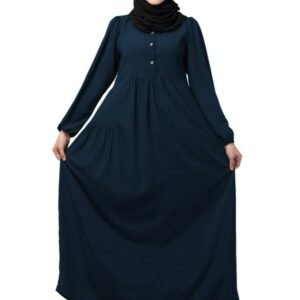 Umbrella Abaya with Elasticated Cuffs and Fashionable Buttons Made in Nida Matte