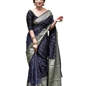 Women's Banarasi Silk Saree with Gold Zari Weaving and Unstitched Blouse – Traditional Indian Attire for Weddings, Festivals, Parties, & Special Occasions