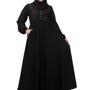 Umbrella Abaya with Lace Work and Fashionable buttons - Made with Nida Matte Fabric for Women and Girls