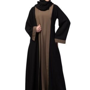 Dual Layer Abaya Dress with attached Shrug Made with Nida Matte Fabric with Side Pockets