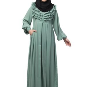 Umbrella Style Maxi Dress With Frill Work On Front And Cuff Sleeves - Made with Nida Matte Fabric