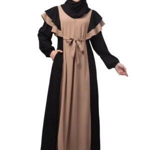 Women's Maxi Dress With Uniquely Designed Frills On Shoulders And Attached Belt - Made with Nida Matte Fabric for Women and Girls