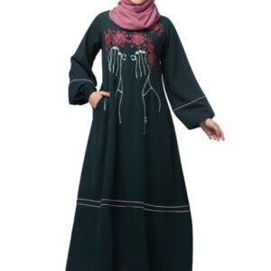 Women A-Line Abaya Dress With Embroidery And Piping Work for Women and Girls