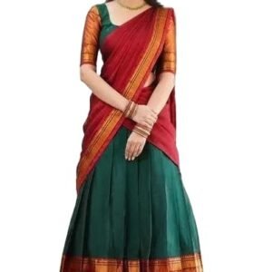 Women's Indian Traditional Kanjivaram Silk Pure Weaving Lehenga Choli Along With Dupatta And Blouse Piece(Red)