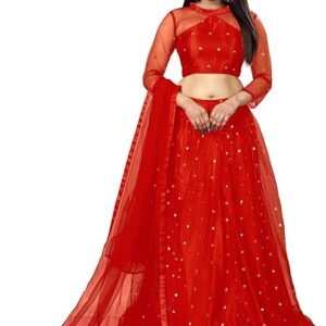 Elegant and Stylish Lehenga Choli for Women – Traditional Indian Wear with Embroidery, Perfect for Weddings and Festivals (Butti-Red)