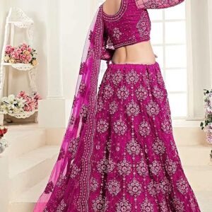 Elegant and Stylish Lehenga Choli for Women – Traditional Indian Wear with Embroidery, Perfect for Weddings and Festivals (Net-Pink)