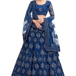 Elegant and Stylish Lehenga Choli for Women – Traditional Indian Wear with Embroidery, Perfect for Weddings and Festivals (Net-Skyblue)