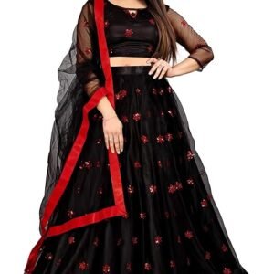 Elegant and Stylish Lehenga Choli for Women – Traditional Indian Wear with Embroidery, Perfect for Weddings and Festivals (Star-Black)