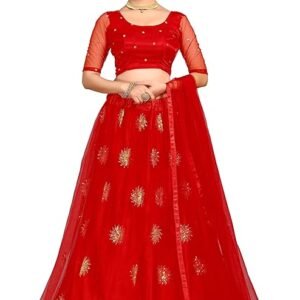 Elegant and Stylish Lehenga Choli for Women – Traditional Indian Wear with Embroidery, Perfect for Weddings and Festivals (Surya-Red)