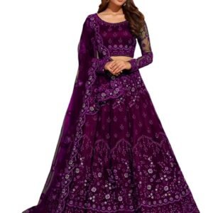 Elegant and Stylish Lehenga Choli for Women – Traditional Indian Wear with Embroidery, Perfect for Weddings and Festivals (Zareen-Purple)