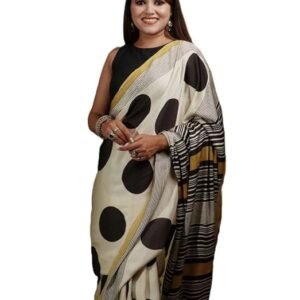 Traditional Indian Ethnic Wear with Blouse Piece, Festival Wedding Special ( White & Black)
