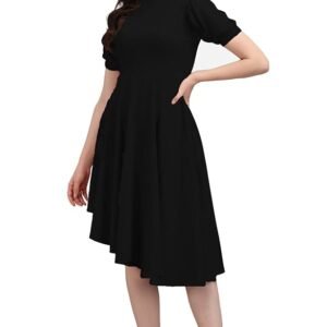 Women’s High-Low Knee Length Dress (Black)