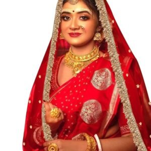 2.5M Red Net Sada Saubhagyawati Bhav Bridal Wedding Dupatta With Sequins Kiran lace | Bridal Women's Net Dupatta | Traditional Dulhan Entry Chunni | Red