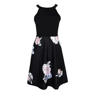 Women's Floral Sleeveless Off-Shoulder Party Prom Swing Dress Red Blue M