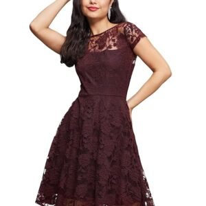 Women's Round Neck Sleeveless Polyester Ruffled Knee- Length Dress