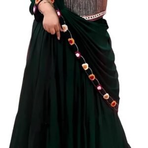 Women's Embroidered Georgette Crop Top Lehenga Choli For Women( Green)