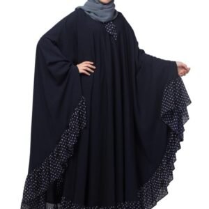 Free Size Neck Belted Kaftan With Dual Fabric Design - Made with Nida Matte for Women(Navy Blue)