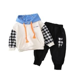 Boys Cotton Checkered Track Suit Clothing Set
