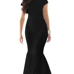 Women Long Cap Sleeve Elegant Formal Sexy Evening Cocktail Maxi Dress