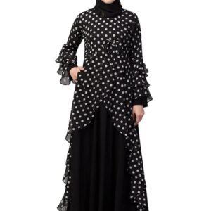 Asymmetrical Long Maxi Abaya Dress Made in Nida & Georgette Fabric for Women and Girls